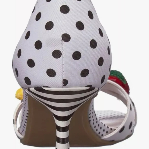 Betsey Johnson White Polka Dot Heels with Fruit Accents - Picture 6 of 9